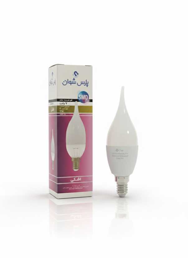لامپ شمعی 7 وات اشکی نور آفتابی پارس شوان